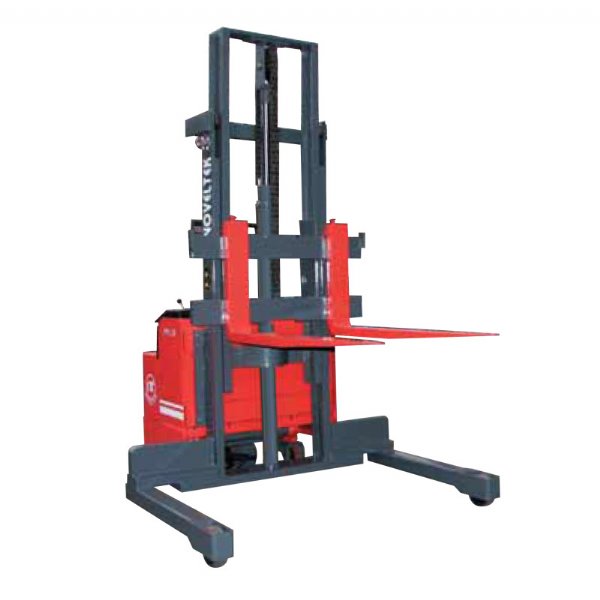 Wide Straddle Powered Pallet Stacker , Material Handling Equipment